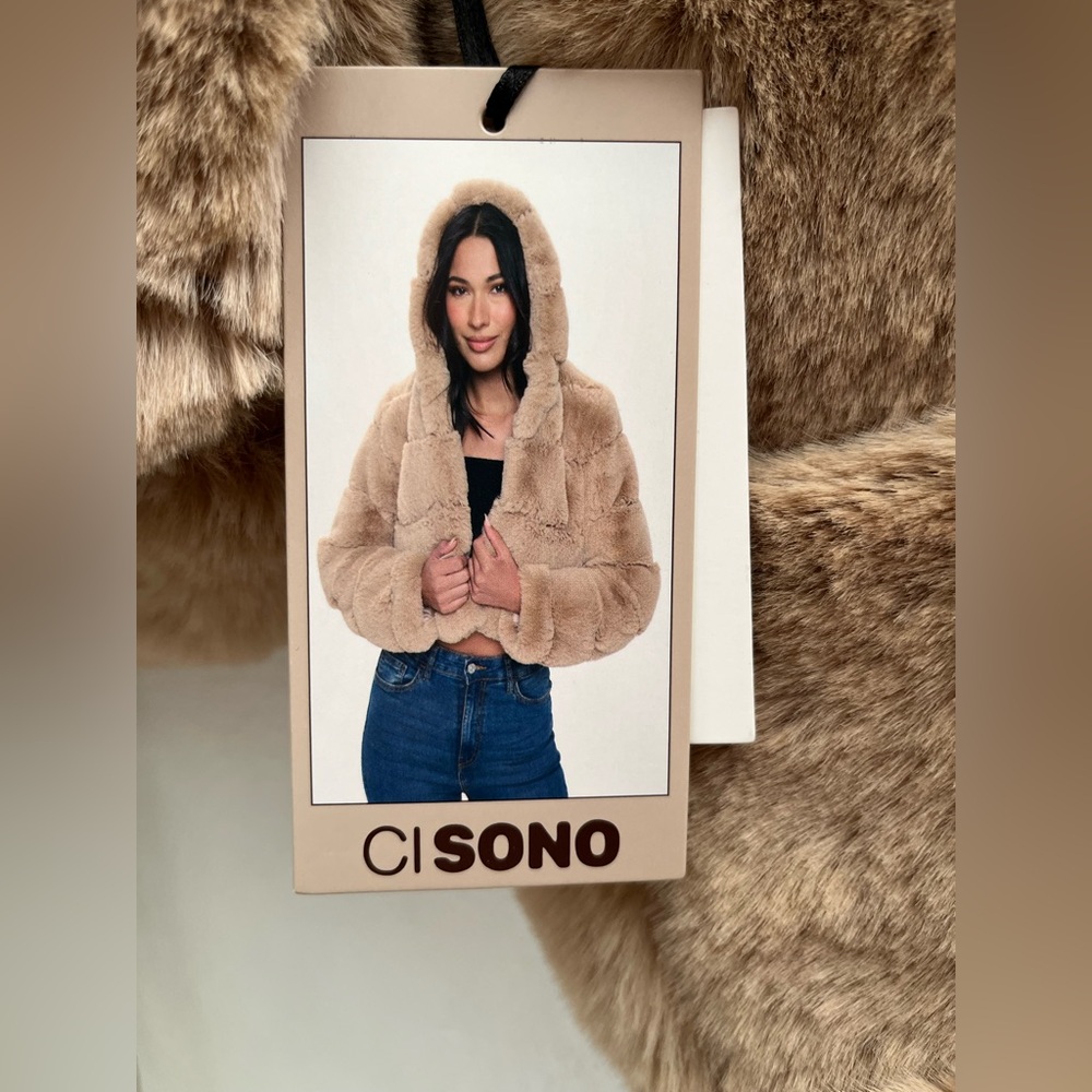 Ci Sono Tan Faux Fur Jacket